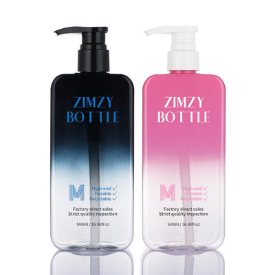 chiara bottiglia cosmetica vuota della lozione 500ml con il nero senz'aria di rosa di pendenza della pompa