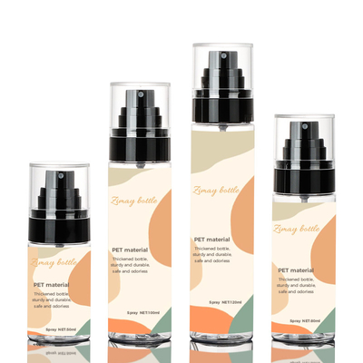chiara bottiglia di plastica vuota dello spruzzo 100ml, bottiglia cilindrica dello spruzzo per i cosmetici