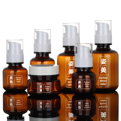 Insiemi d'imballaggio cosmetici del ODM, 60ml 90ml 130ml Amber Plastic Cosmetic Jars