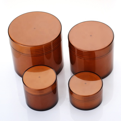 4 barattoli cosmetici vuoti di plastica di Oz con i coperchi Amber Color Wide Mouth
