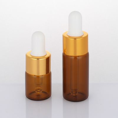 Bottiglia cosmetica vuota glassata di Amber Dropper Round Face Serum della bottiglia di 5ml 10ml