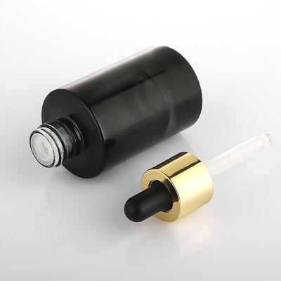 Flacone per siero cosmetico personalizzato Flacone contagocce a spalla piatta smerigliato oro nero
