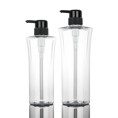 Pompa cosmetica del nero della bottiglia 400ML 600ML della lozione del giro trasparente del cilindro