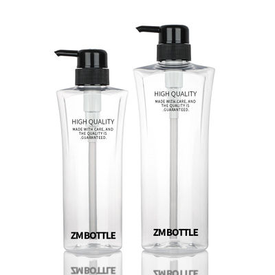 Pompa cosmetica del nero della bottiglia 400ML 600ML della lozione del giro trasparente del cilindro
