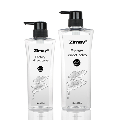 Pompa cosmetica del nero della bottiglia 400ML 600ML della lozione del giro trasparente del cilindro