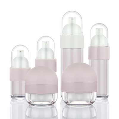 Contenitore vuoto per la cura della pelle rosa opaco set da viaggio portatile flacone per lozione e barattolo per crema