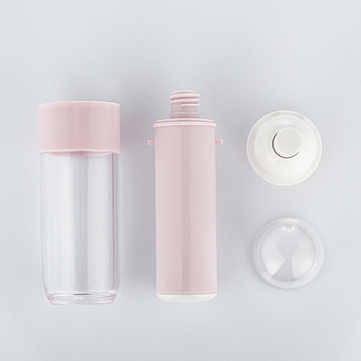 Contenitore vuoto per la cura della pelle rosa opaco set da viaggio portatile flacone per lozione e barattolo per crema
