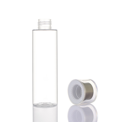 Bottiglie con tappo a vite in plastica di forma rotonda Tuta per la cura della pelle vuota in PET trasparente