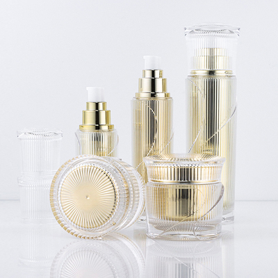 Set di confezioni cosmetiche da 50 g Vestito da barattolo cosmetico per bottiglia di pompa acrilica vuota oro