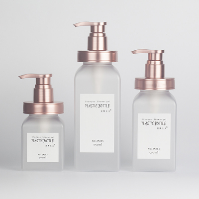 Flacone per lozione per shampoo con pompa per il corpo in vasetto di plastica cosmetico in PETG trasparente opaco rettangolare