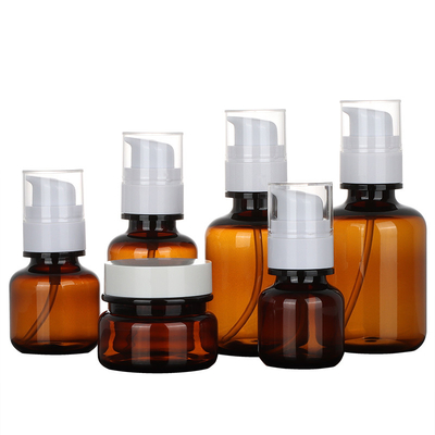 Contenitori per lozioni cosmetiche color ambra Set da viaggio Bottiglie spray in plastica color crema