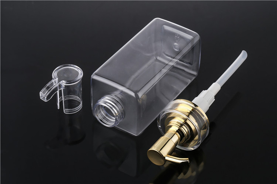 Chiara bottiglia dello sciampo della plastica della lozione di 300ml 400ml 500ml dell'hotel degli uomini vuoti di lusso del balsamo Packaging16oz con la pompa dell'oro