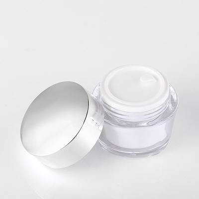 Vaso cosmetico vuoto di plastica del barattolo della crema di fronte del burro del corpo del doppio strato acrilico all'ingrosso di 15g 30g 50g con il labbro