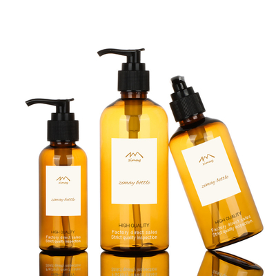 Contenitori di plastica vuoti dei cosmetici di 200ml 300ml che imballano Amber Shampoo Lotion Pump Bottle di lusso